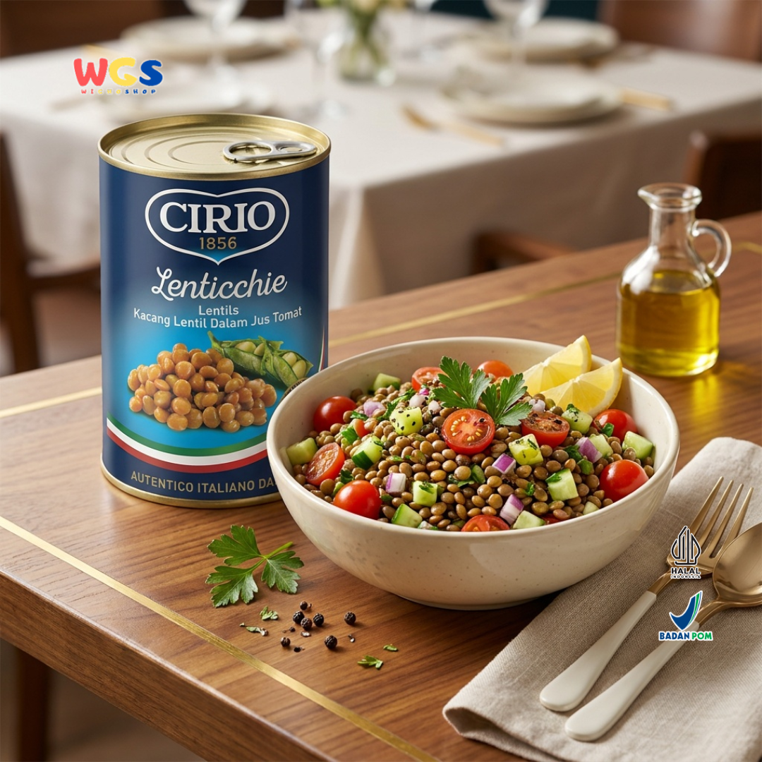Cirio 1856 Lenticchie Lentils 410g - Kacang Lentil Italia dalam Jus Tomat untuk Sup dan Salad