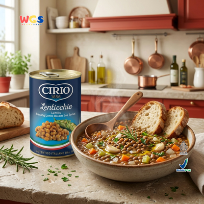 Cirio 1856 Lenticchie Lentils 410g - Kacang Lentil Italia dalam Jus Tomat untuk Sup dan Salad
