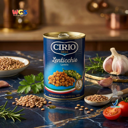 Cirio 1856 Lenticchie Lentils 410g - Kacang Lentil Italia dalam Jus Tomat untuk Sup dan Salad