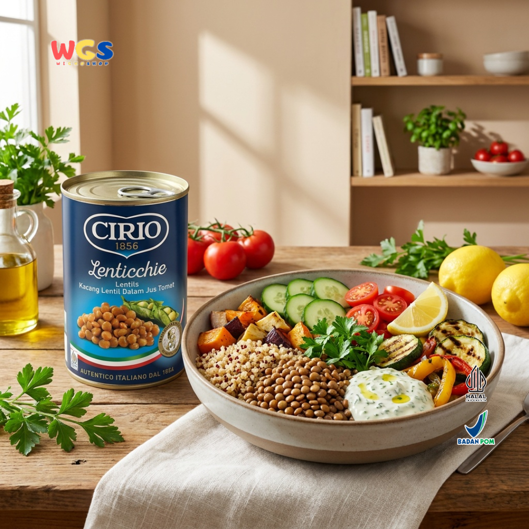 Cirio 1856 Lenticchie Lentils 410g - Kacang Lentil Italia dalam Jus Tomat untuk Sup dan Salad