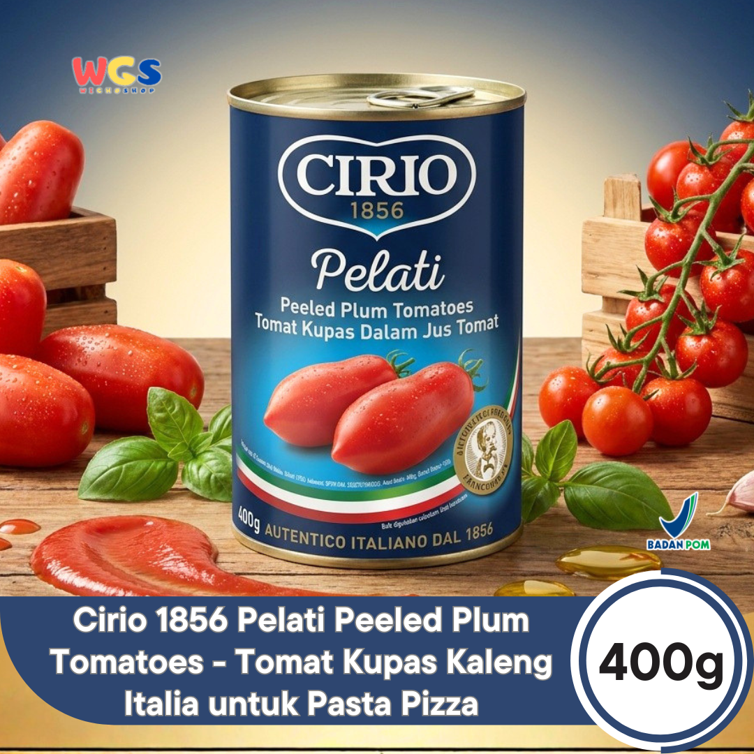Cirio 1856 Pelati Peeled Plum Tomatoes 400g - Tomat Kupas Kaleng Italia untuk Pasta Pizza