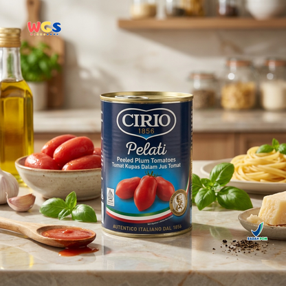 Cirio 1856 Pelati Peeled Plum Tomatoes 400g - Tomat Kupas Kaleng Italia untuk Pasta Pizza