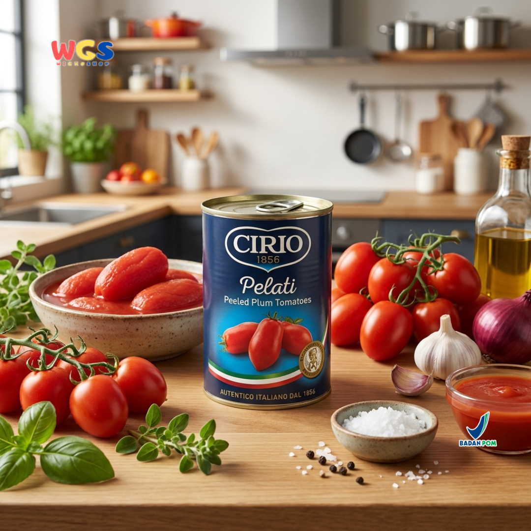 Cirio 1856 Pelati Peeled Plum Tomatoes 400g - Tomat Kupas Kaleng Italia untuk Pasta Pizza