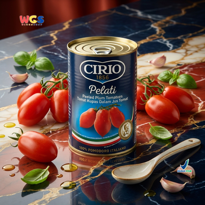 Cirio 1856 Pelati Peeled Plum Tomatoes 400g - Tomat Kupas Kaleng Italia untuk Pasta Pizza