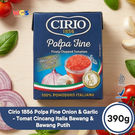 Cirio 1856 Polpa Fine Onion & Garlic 390g - Tomat Cincang Italia Bawang & Bawang Putih