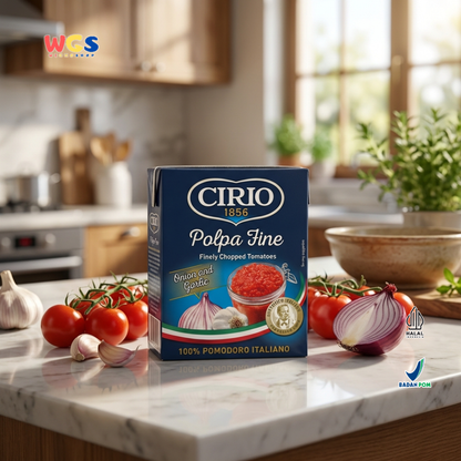 Cirio 1856 Polpa Fine Onion & Garlic 390g - Tomat Cincang Italia Bawang & Bawang Putih