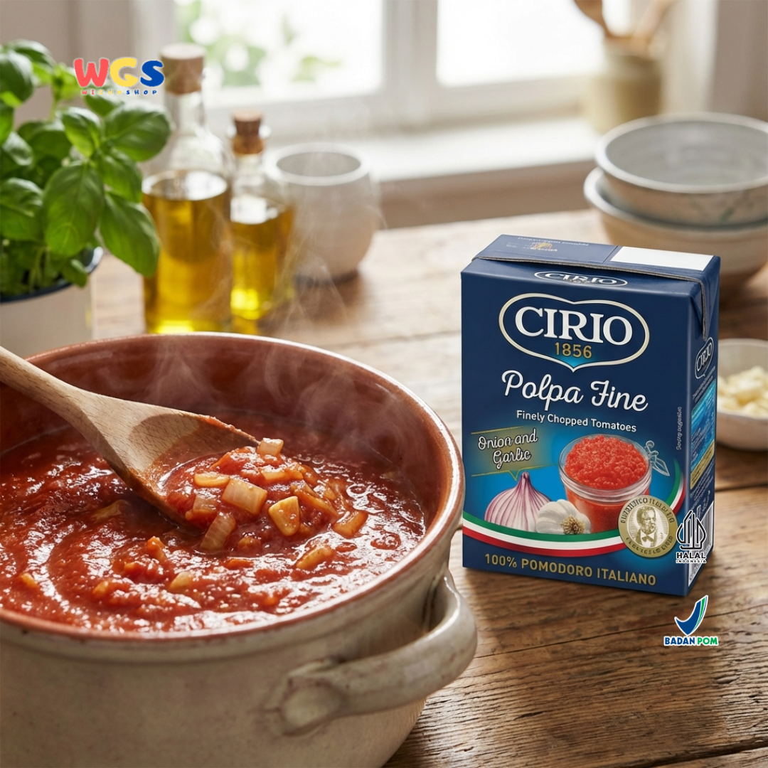 Cirio 1856 Polpa Fine Onion & Garlic 390g - Tomat Cincang Italia Bawang & Bawang Putih