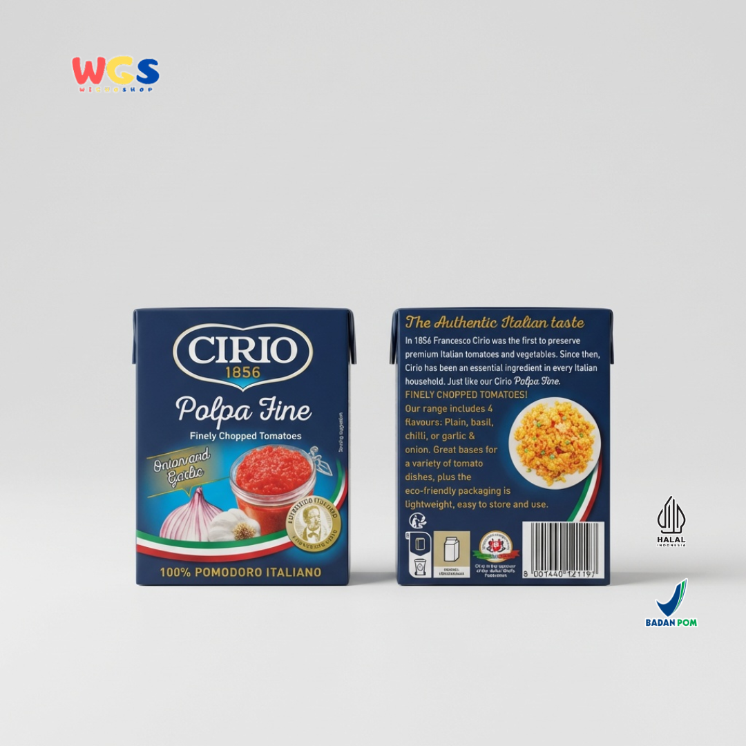 Cirio 1856 Polpa Fine Onion & Garlic 390g - Tomat Cincang Italia Bawang & Bawang Putih