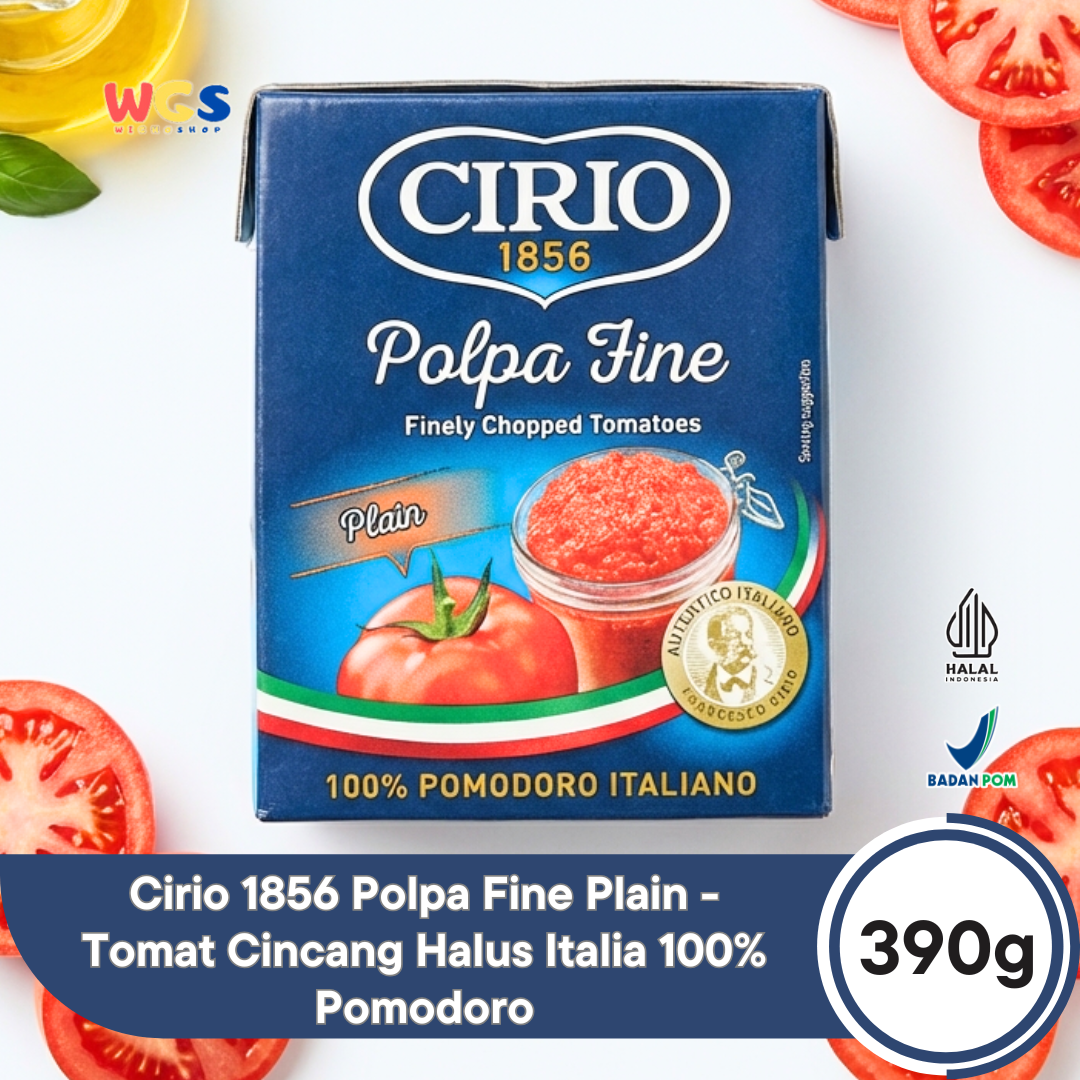 Cirio 1856 Polpa Fine Plain 390g - Tomat Cincang Halus Italia 100% Pomodoro