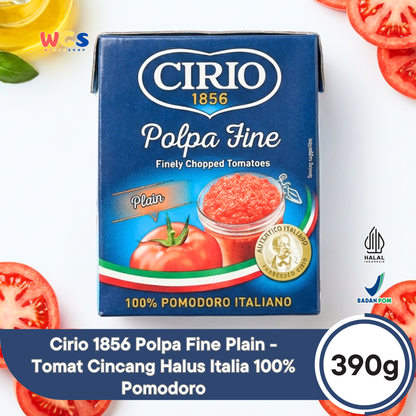 Cirio 1856 Polpa Fine Plain 390g - Tomat Cincang Halus Italia 100% Pomodoro