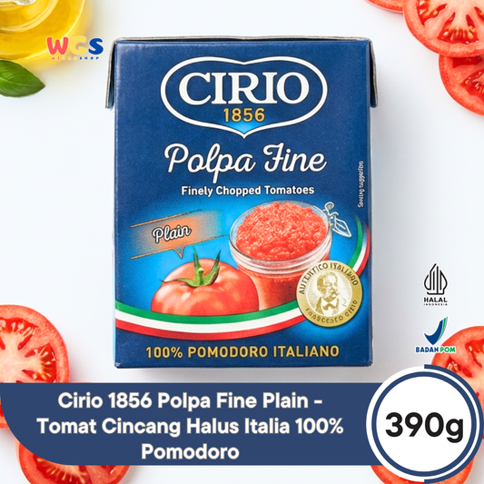 Cirio 1856 Polpa Fine Plain 390g - Tomat Cincang Halus Italia 100% Pomodoro