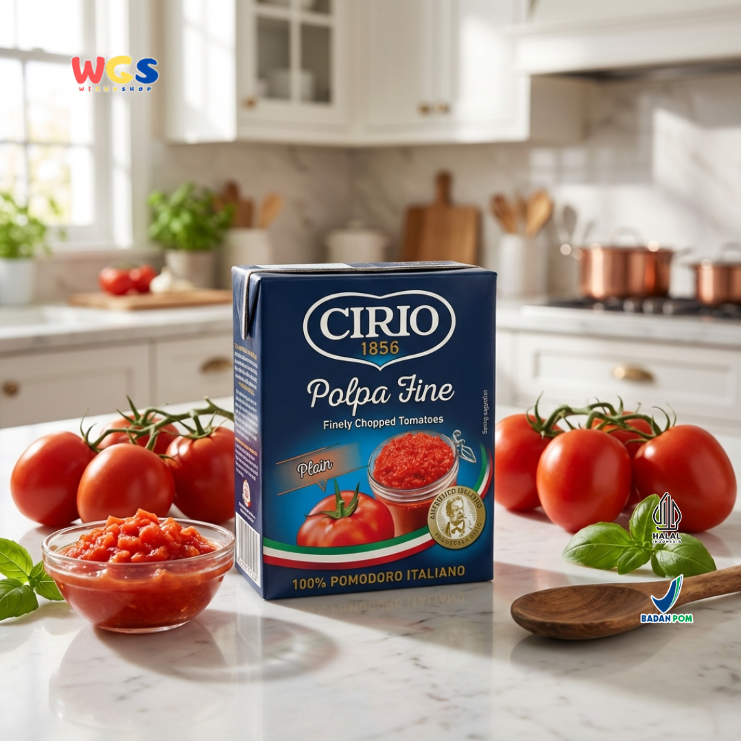 Cirio 1856 Polpa Fine Plain 390g - Tomat Cincang Halus Italia 100% Pomodoro