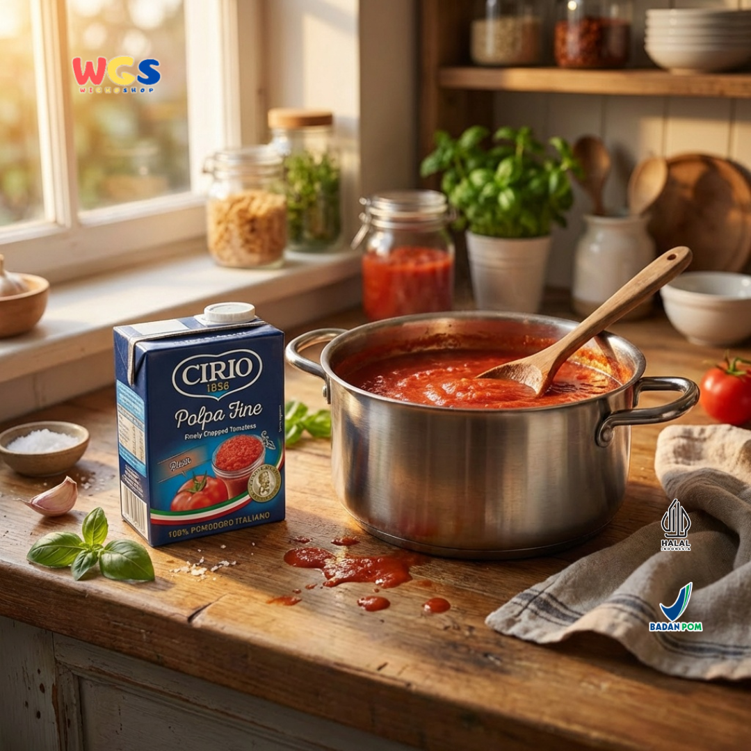 Cirio 1856 Polpa Fine Plain 390g - Tomat Cincang Halus Italia 100% Pomodoro