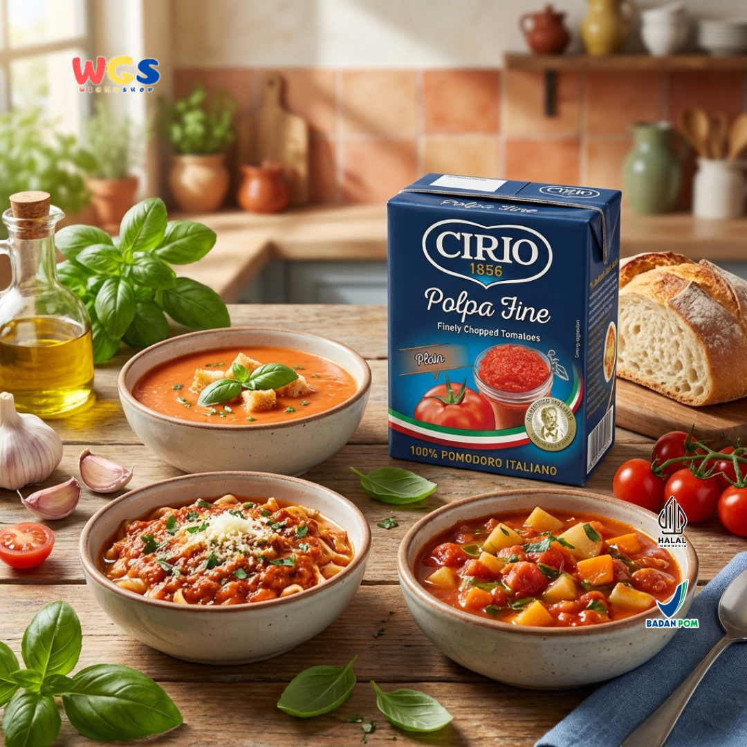 Cirio 1856 Polpa Fine Plain 390g - Tomat Cincang Halus Italia 100% Pomodoro