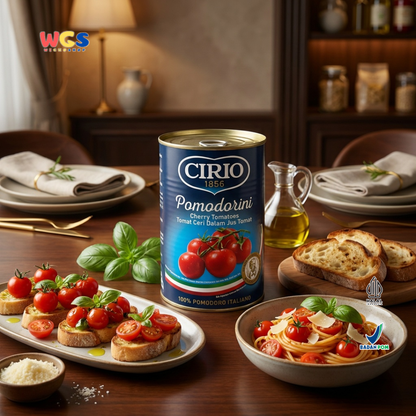 Cirio 1856 Pomodorini Cherry Tomatoes 400g - Tomat Ceri Italia dalam Jus Tomat