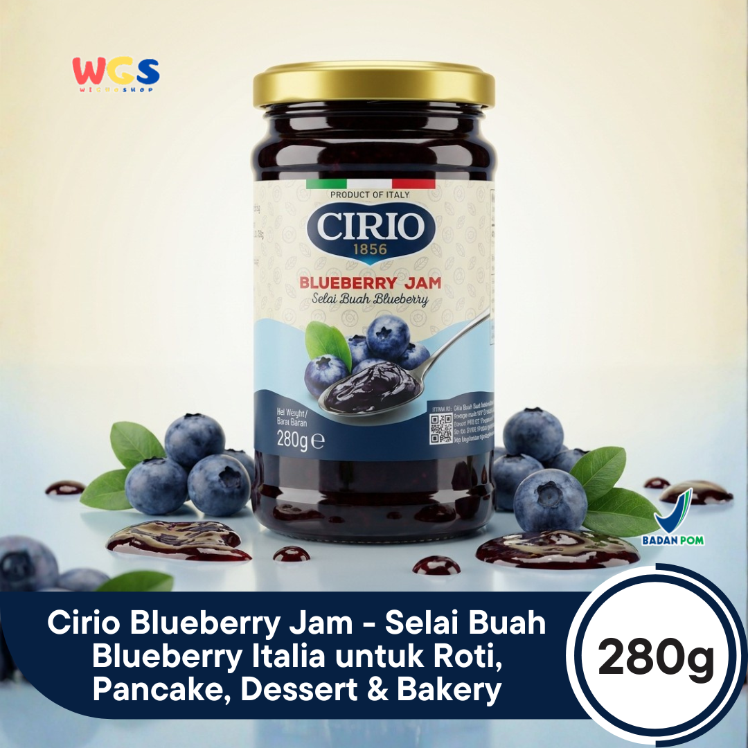 Cirio Blueberry Jam 280g - Selai Buah Blueberry Italia untuk Roti, Pancake, Dessert & Bakery