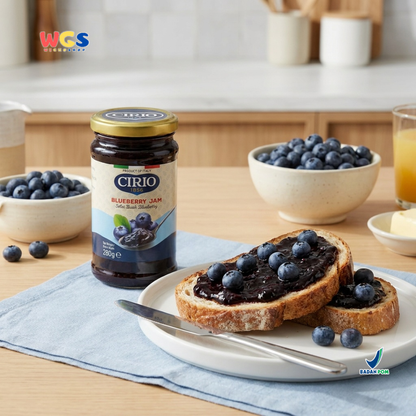 Cirio Blueberry Jam 280g - Selai Buah Blueberry Italia untuk Roti, Pancake, Dessert & Bakery