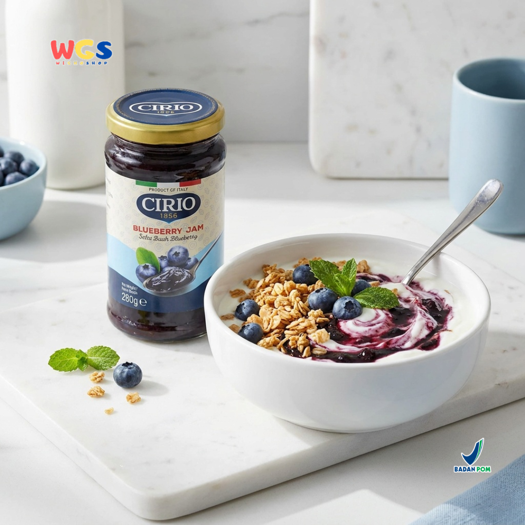 Cirio Blueberry Jam 280g - Selai Buah Blueberry Italia untuk Roti, Pancake, Dessert & Bakery
