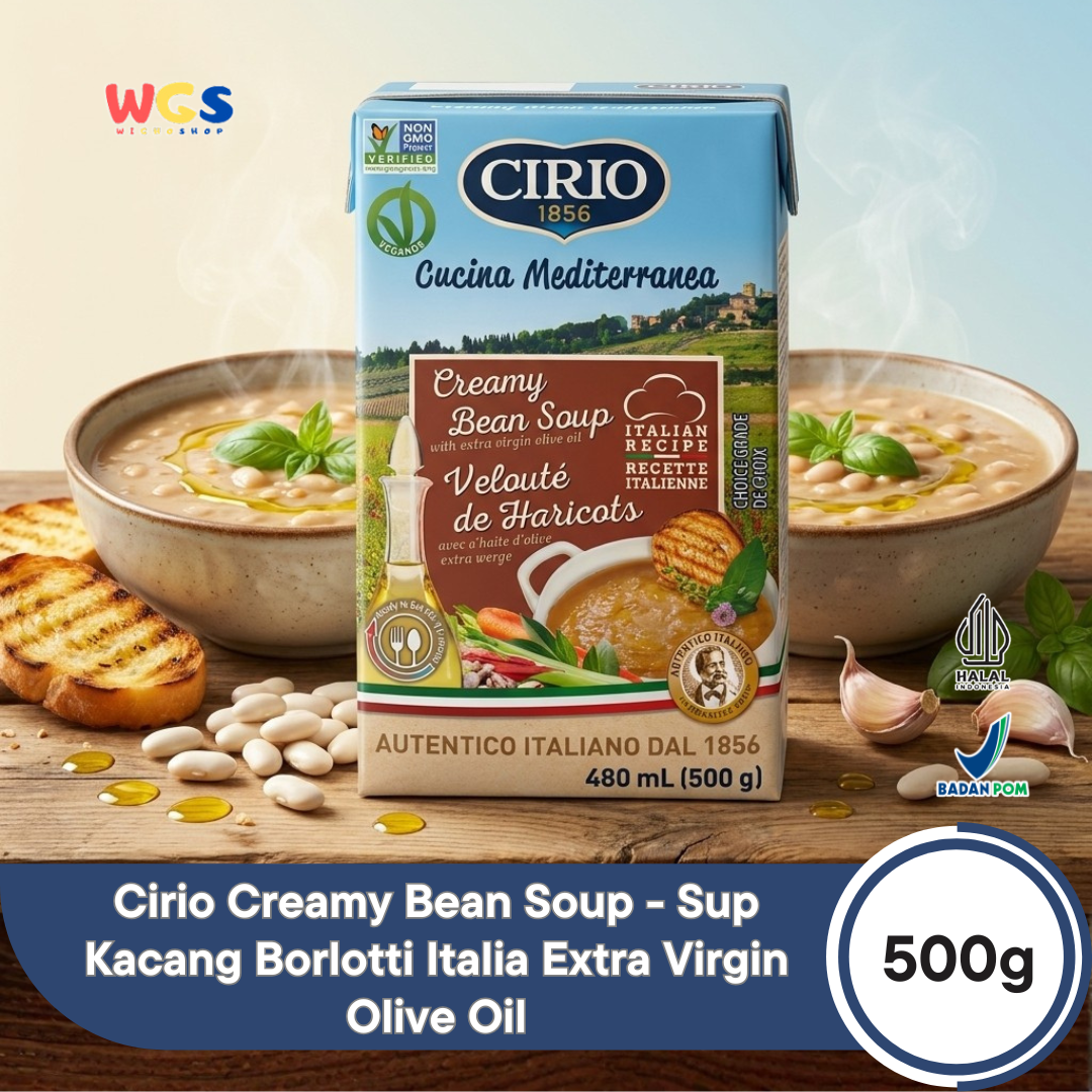 Cirio 1856 Creamy Bean Soup 500g - Sup Kacang Borlotti Italia Extra Virgin Olive Oil