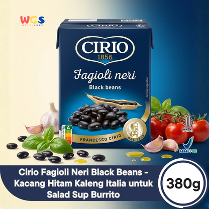 Cirio 1856 Fagioli Neri Black Beans 380g - Kacang Hitam Kaleng Italia untuk Salad Burrito