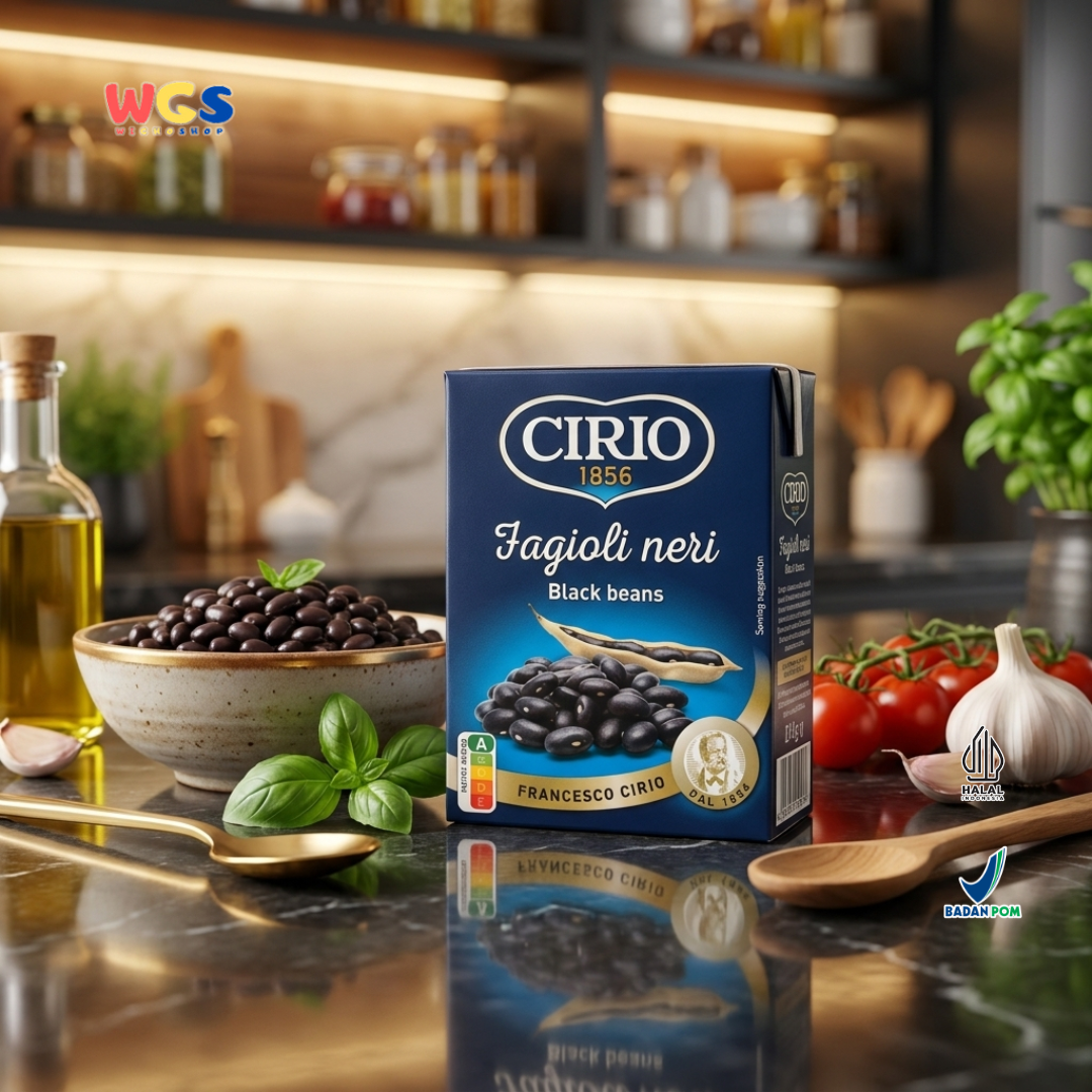 Cirio 1856 Fagioli Neri Black Beans 380g - Kacang Hitam Kaleng Italia untuk Salad Burrito