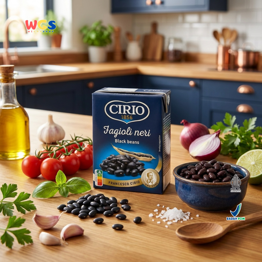 Cirio 1856 Fagioli Neri Black Beans 380g - Kacang Hitam Kaleng Italia untuk Salad Burrito