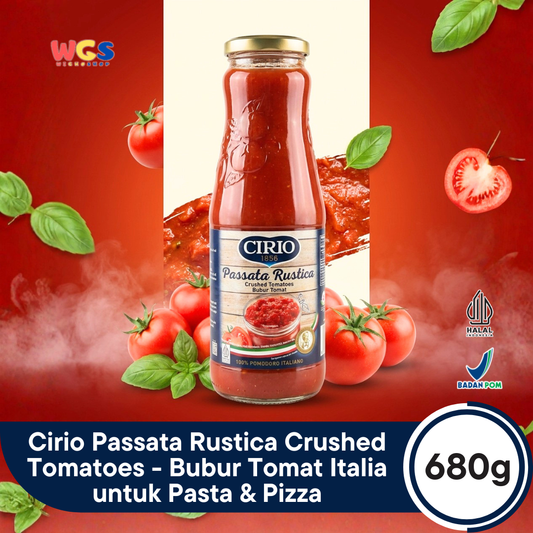 Cirio Passata Rustica Crushed Tomatoes 680g - Bubur Tomat Italia untuk Pasta & Pizza