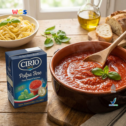 Cirio 1856 Polpa Fine Basil 390g - Tomat Cincang Italia dengan Daun Basil