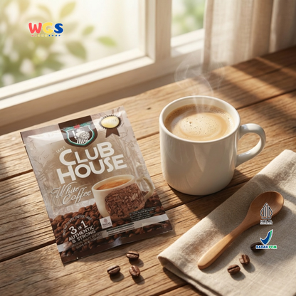 Club House White Coffee 3 in 1 Authentic & Strong (40g x 12 Sachet) 480g - Kopi Putih Instan Halal
