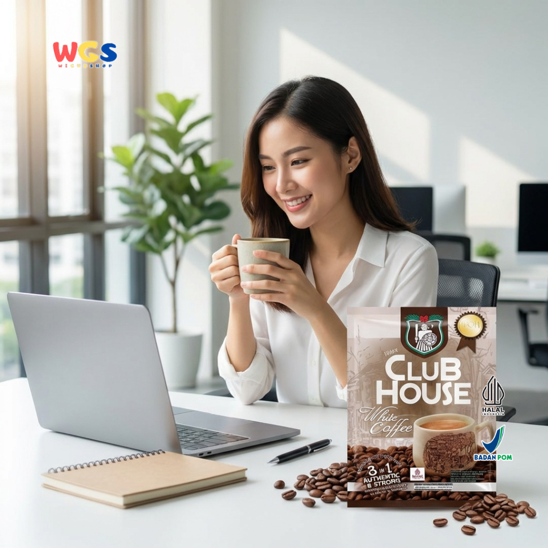 Club House White Coffee 3 in 1 Authentic & Strong (40g x 12 Sachet) 480g - Kopi Putih Instan Halal