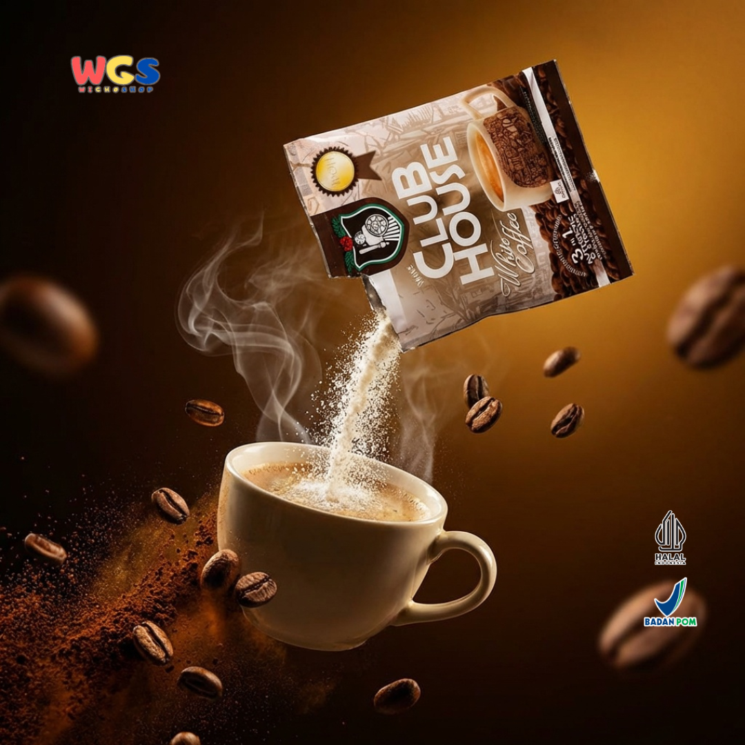Club House White Coffee 3 in 1 Authentic & Strong (40g x 12 Sachet) 480g - Kopi Putih Instan Halal