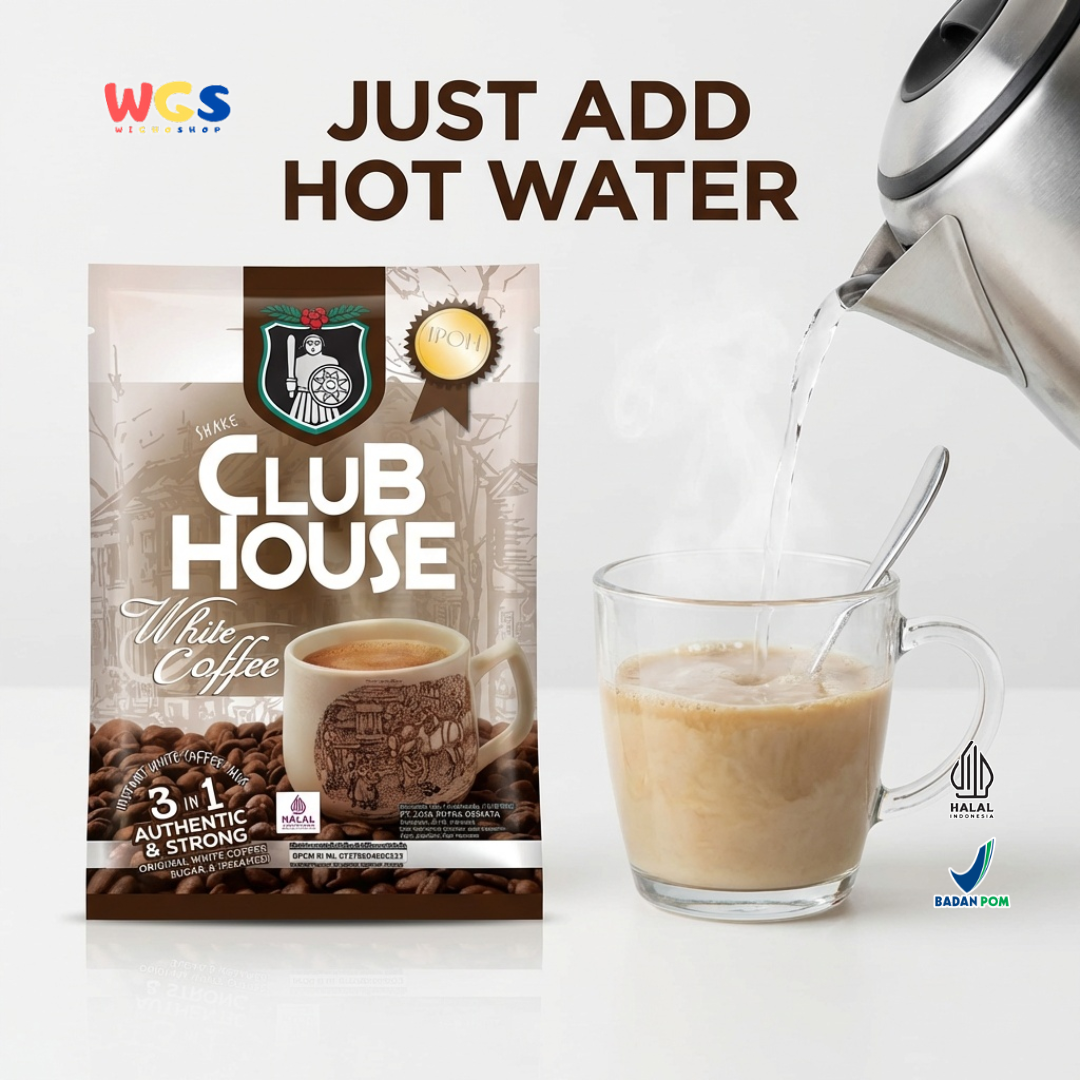 Club House White Coffee 3 in 1 Authentic & Strong (40g x 12 Sachet) 480g - Kopi Putih Instan Halal