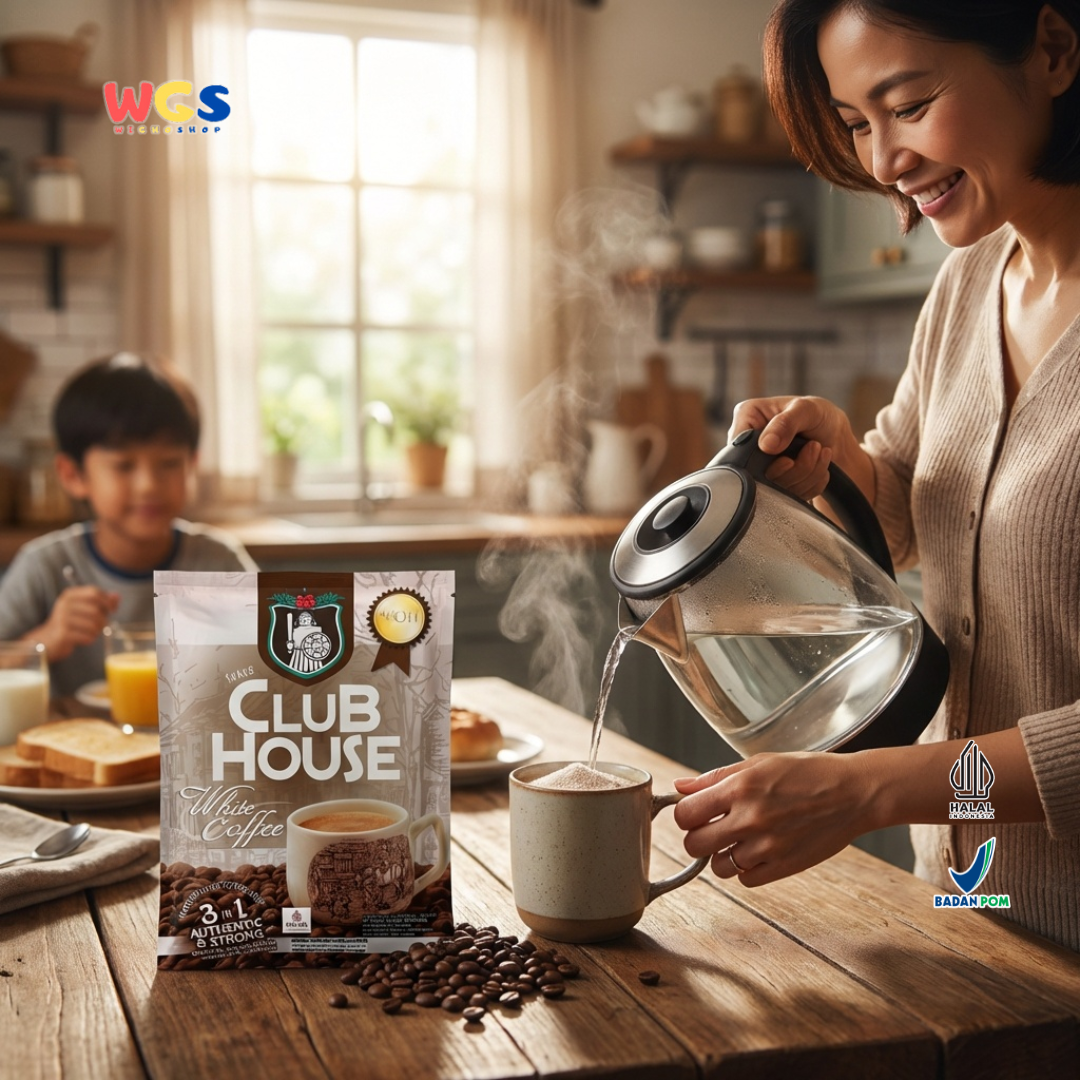 Club House White Coffee 3 in 1 Authentic & Strong (40g x 12 Sachet) 480g - Kopi Putih Instan Halal