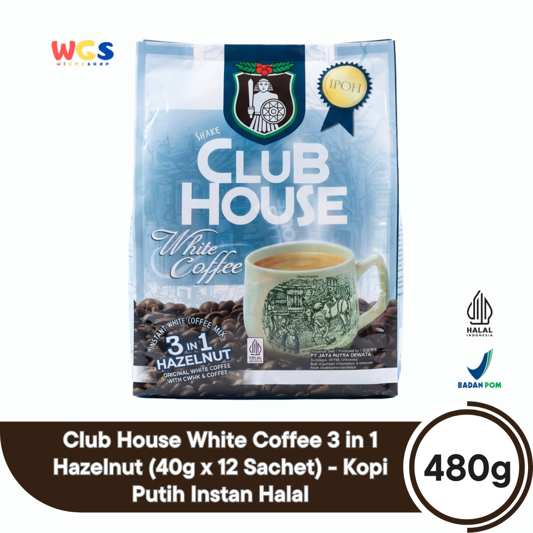 Club House White Coffee 3 in 1 Hazelnut (40g x 12 Sachet) 480g - Kopi Putih Instan Halal
