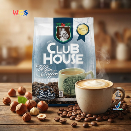 Club House White Coffee 3 in 1 Hazelnut (40g x 12 Sachet) 480g - Kopi Putih Instan Halal