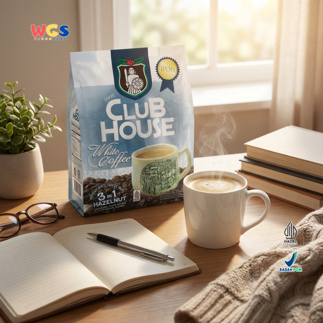 Club House White Coffee 3 in 1 Hazelnut (40g x 12 Sachet) 480g - Kopi Putih Instan Halal