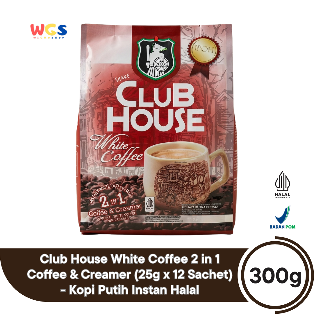 Club House White Coffee 2 in 1 Coffee & Creamer (25g x 12 Sachet) 300g - Kopi Putih Instan Halal