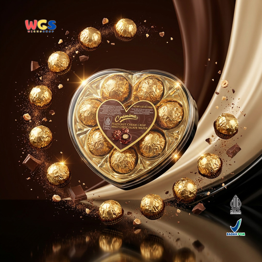 Cremona Hazelnut Cream Crisp Malt Chocolate Wafer 100g - Cokelat Love Hati Hazelnut Wafer Kado