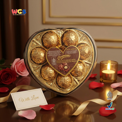 Cremona Hazelnut Cream Crisp Malt Chocolate Wafer 100g - Cokelat Love Hati Hazelnut Wafer Kado