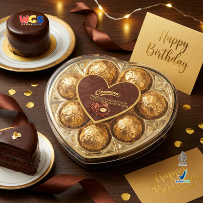 Cremona Hazelnut Cream Crisp Malt Chocolate Wafer 100g - Cokelat Love Hati Hazelnut Wafer Kado