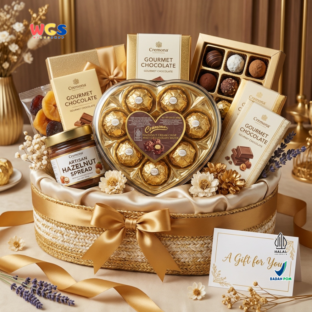 Cremona Hazelnut Cream Crisp Malt Chocolate Wafer 100g - Cokelat Love Hati Hazelnut Wafer Kado