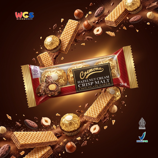 Cremona Hazelnut Cream Crisp Malt Chocolate Wafer 36g - Cokelat Wafer Hazelnut Isi 3