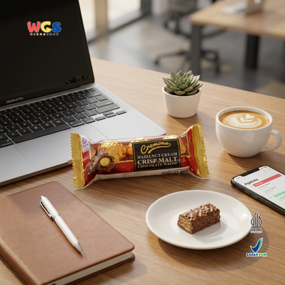 Cremona Hazelnut Cream Crisp Malt Chocolate Wafer 36g - Cokelat Wafer Hazelnut Isi 3