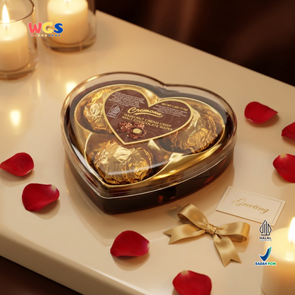Cremona Hazelnut Cream Crisp Malt Chocolate Wafer 37.5g - Cokelat Love Hati Isi 3 Kado