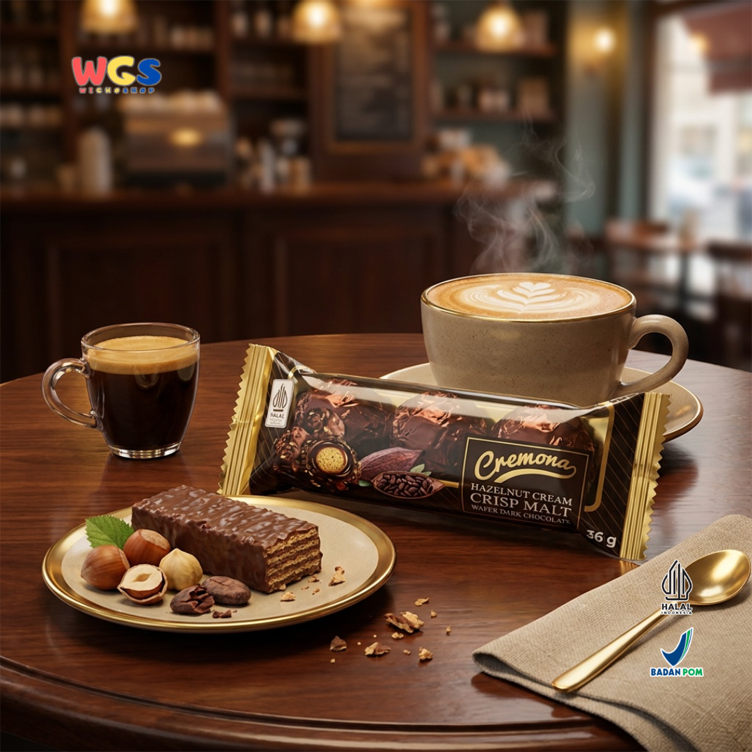 Cremona Hazelnut Cream Crisp Malt Wafer Dark Chocolate 36g - Cokelat Wafer Hazelnut Isi 3