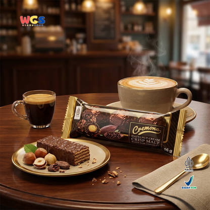 Cremona Hazelnut Cream Crisp Malt Wafer Dark Chocolate 36g - Cokelat Wafer Hazelnut Isi 3