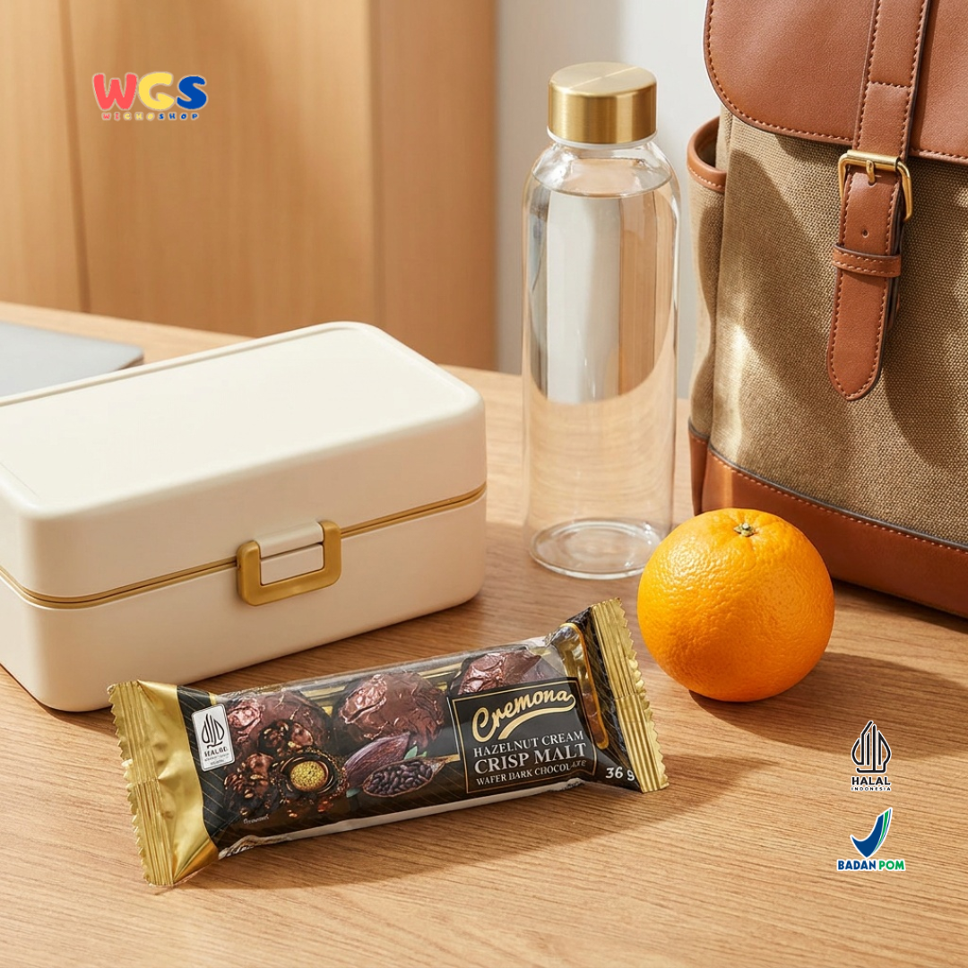 Cremona Hazelnut Cream Crisp Malt Wafer Dark Chocolate 36g - Cokelat Wafer Hazelnut Isi 3
