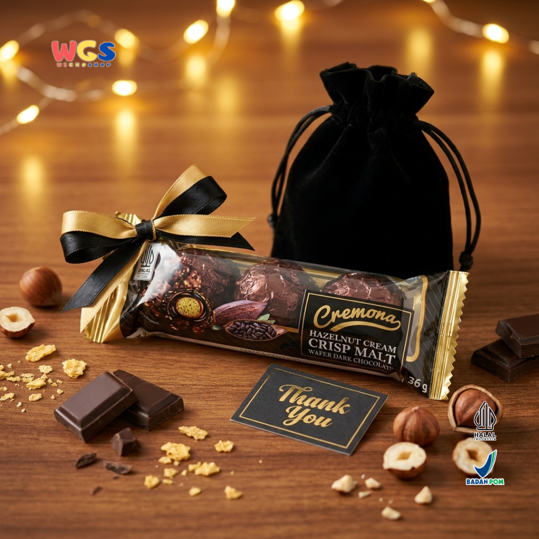 Cremona Hazelnut Cream Crisp Malt Wafer Dark Chocolate 36g - Cokelat Wafer Hazelnut Isi 3