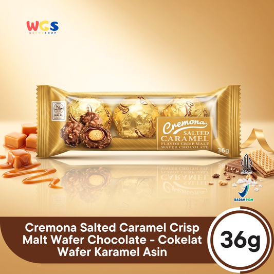 Cremona Salted Caramel Crisp Malt Wafer Chocolate 36g - Cokelat Wafer Karamel Asin