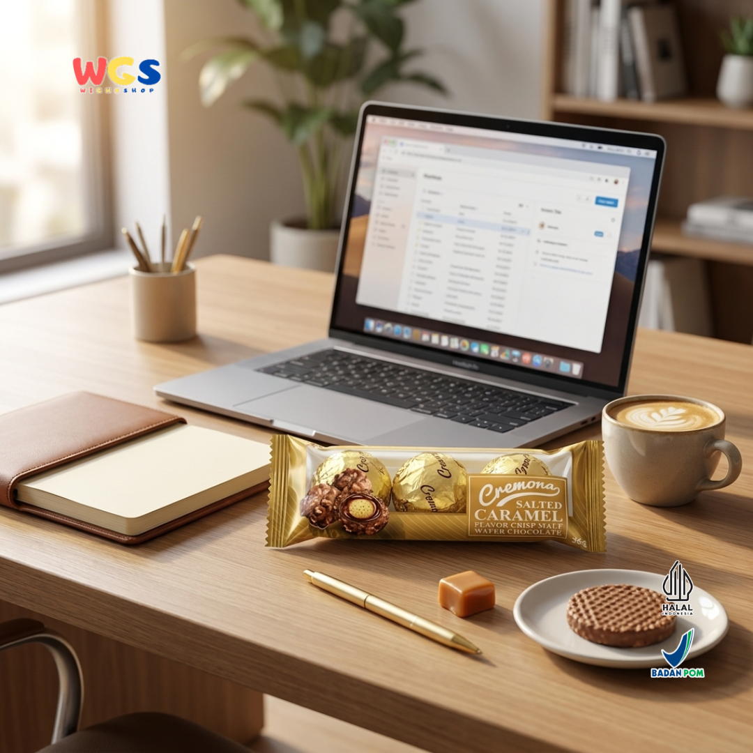 Cremona Salted Caramel Crisp Malt Wafer Chocolate 36g - Cokelat Wafer Karamel Asin